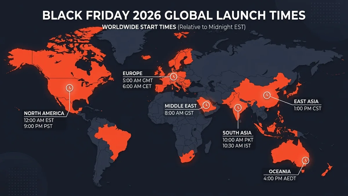 Black Friday 2026 worldwide time zones and local launch times