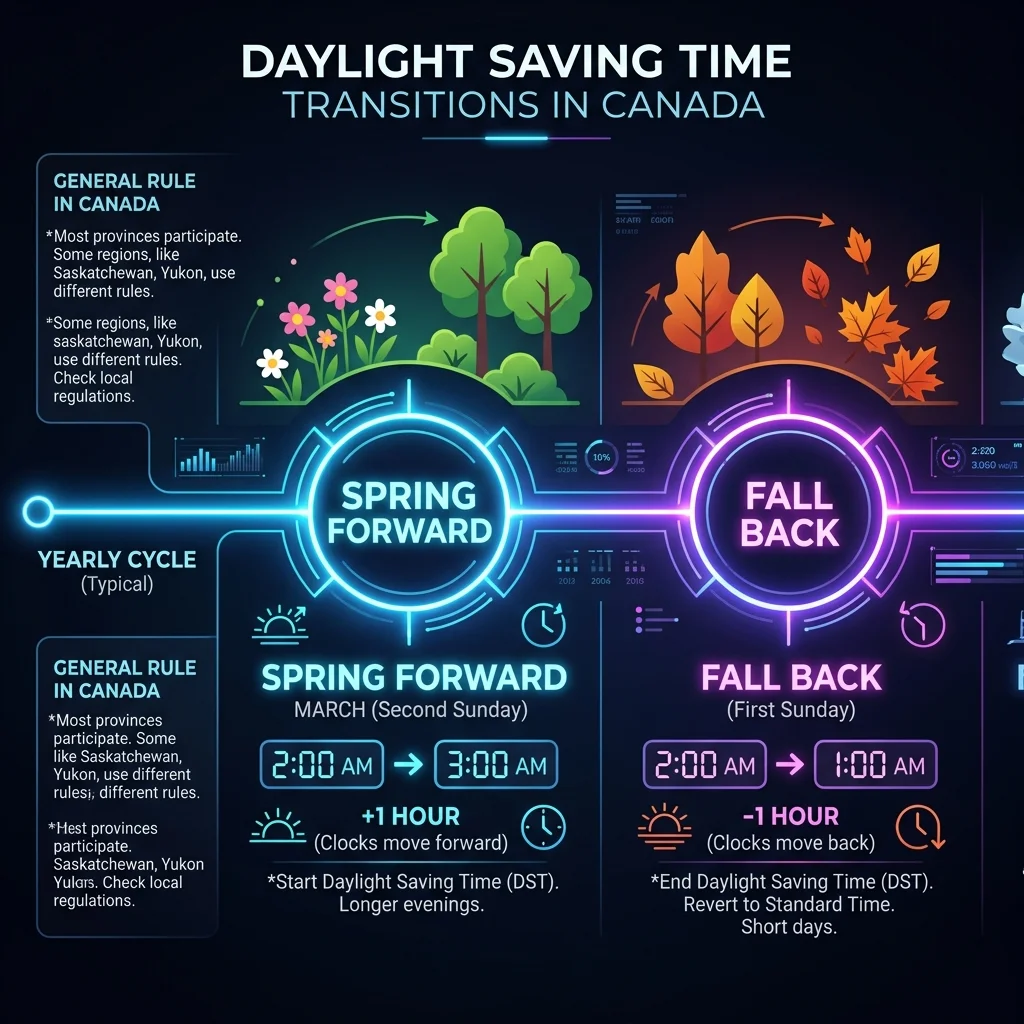 Canada DST Legislative and History Timeline showing standard time progression