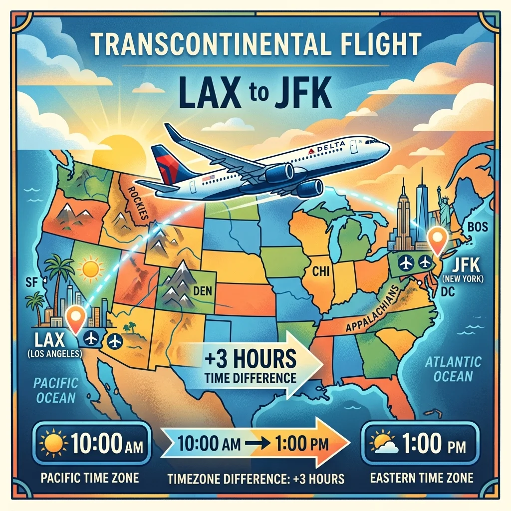 Flight Time Difference LAX to JFK