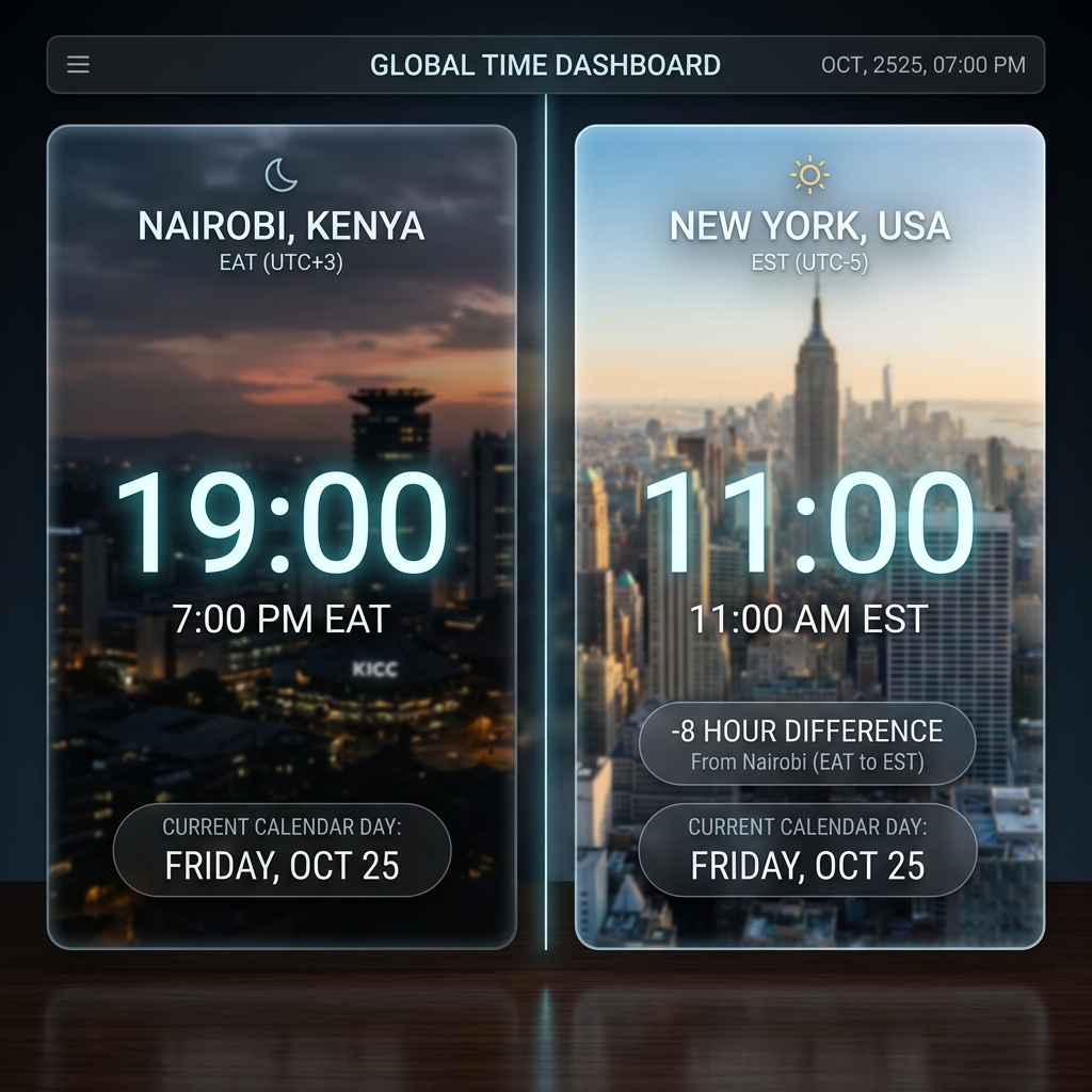 Visual comparison showing the 2 hour gap between GMT and MEST