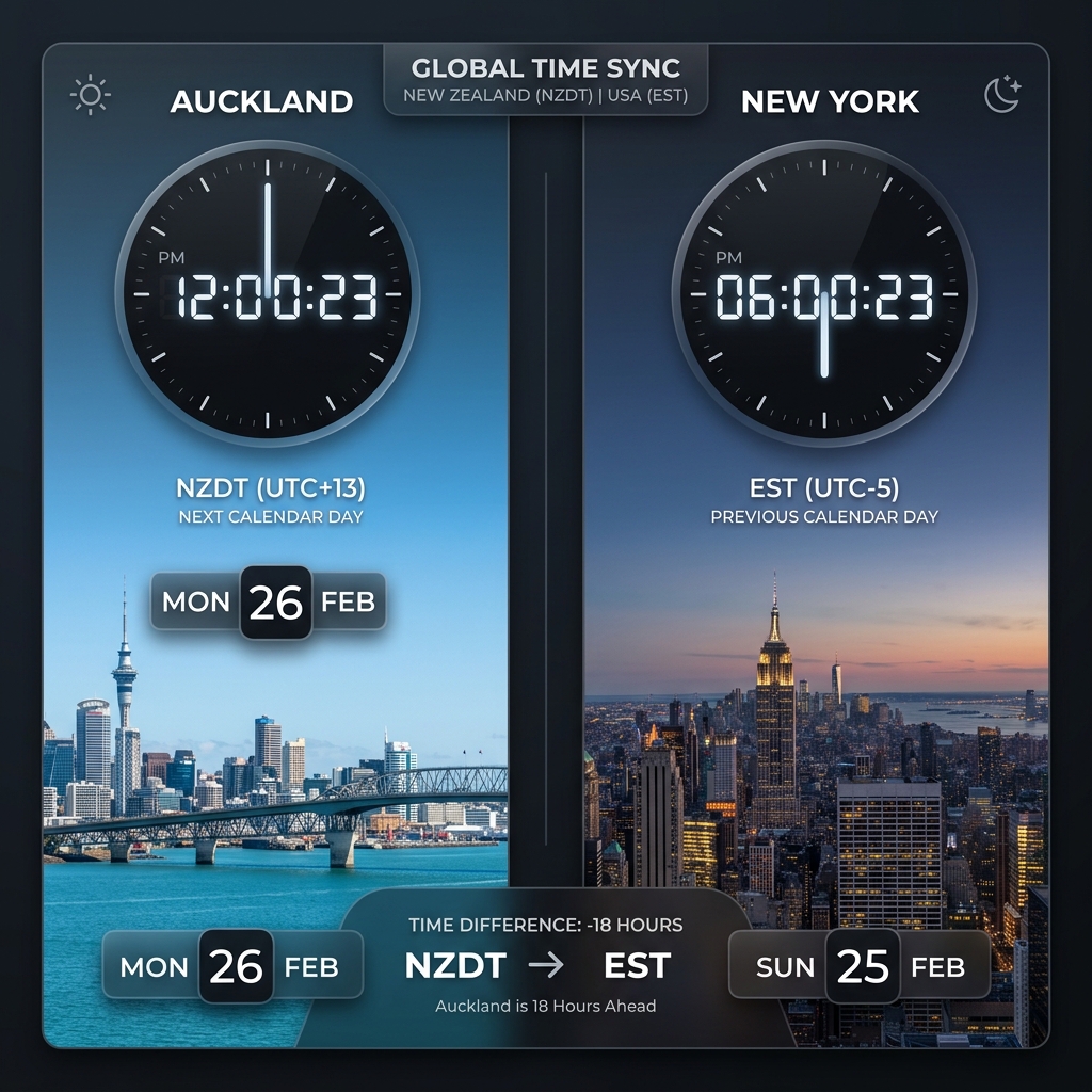 Timezone graphic showing GMT to ADT conversion with a 3-hour offset