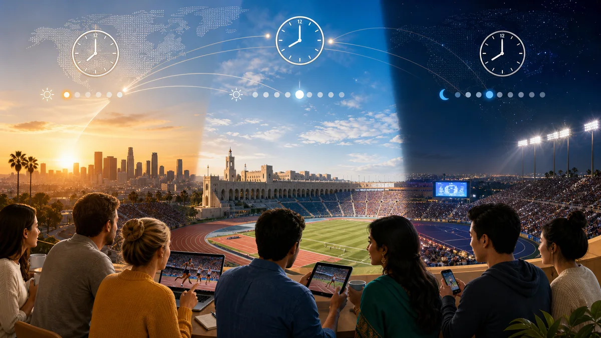 LA 2028 Olympics global viewing windows timezone guide for morning afternoon and evening sessions worldwide