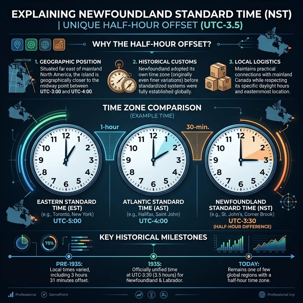 Visual comparison showing the 1h 30m offset between NST and EST