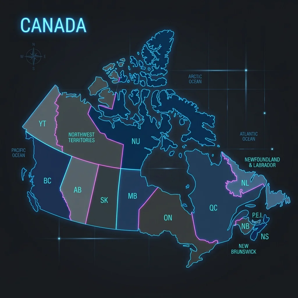 Map diagram illustrating NST, NDT, EST and EDT timezone boundaries
