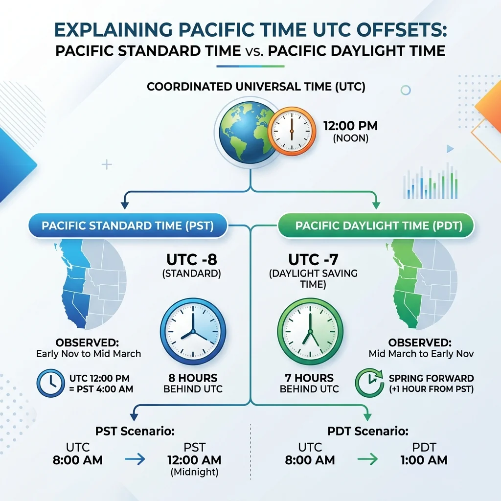 Pacific Time UTC Offset Infographic